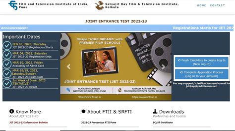 FTII JET 2023: Registration begins at ftii.ac.in, check details here ...