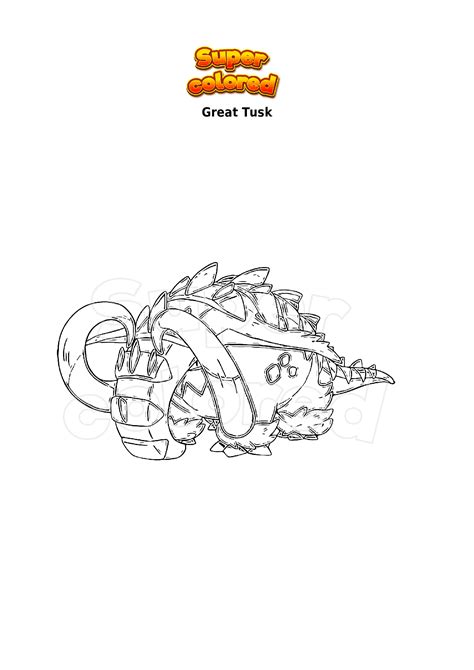 Great Tusk Coloring Pages - Free Pokemon Coloring Pages Printables