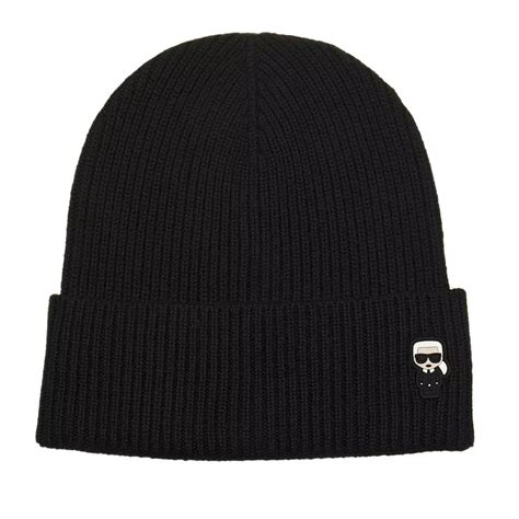 Karl Lagerfeld K Ikonik Patch Knit Beanie Black Mütze