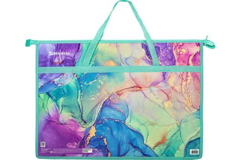 Папка для рисунков и чертежей BRAUBERG Marble с ручками А3, пластик ...