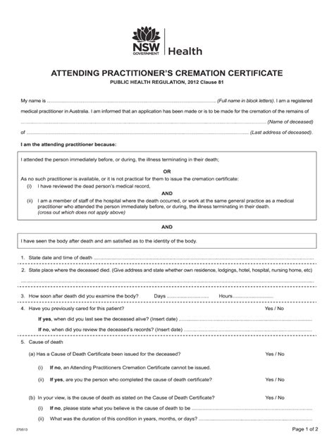 Cremation Certificate Nsw Complete With Ease Airslate Signnow