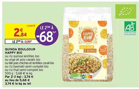 Offre Quinoa Boulgour Happy Bio Chez Intermarche Hyper