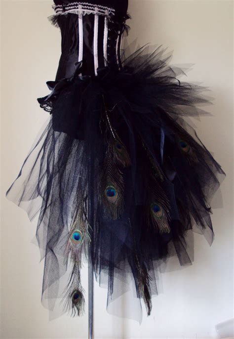 Black Peacock Feather Burlesque Bustle Belt Size U S And Uk Etsy