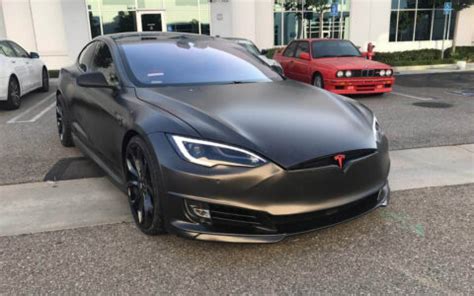 Dipak S Satin Gray Wrapped Tesla Model S P D Unplugged Performance