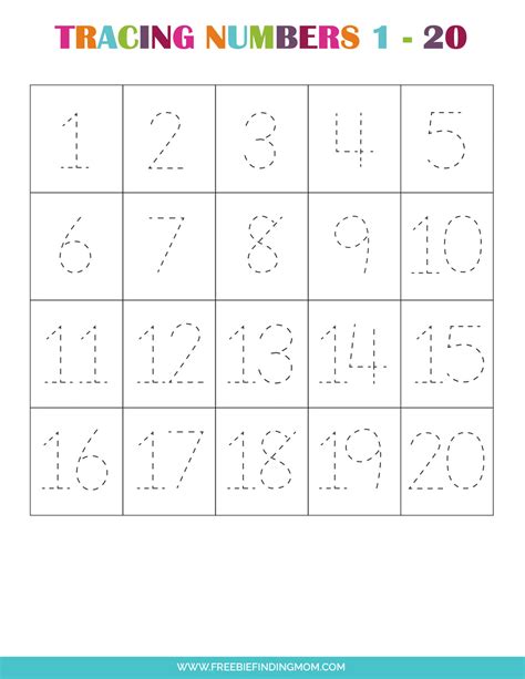 Number Tracing Worksheets 1 20