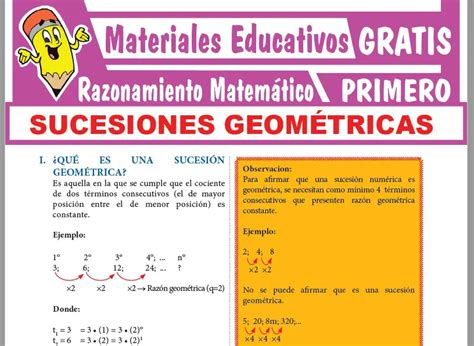 Sucesi N Geom Trica Para Primer Grado De Secundaria Gratis