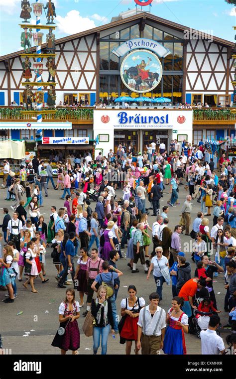 Panorama View To Street Scene And Beer Tent At World Biggest Beer