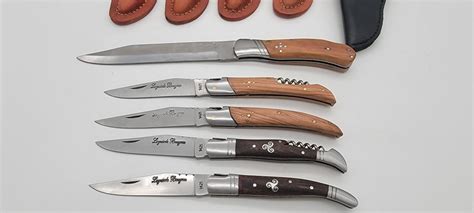 Laguiole Bougna Table Knife Set 10 Leather Steel Stainless