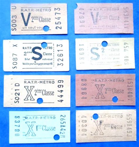 LOT 8 TICKETS anciens de collection Métro de PARISIEN RATP FRANCE