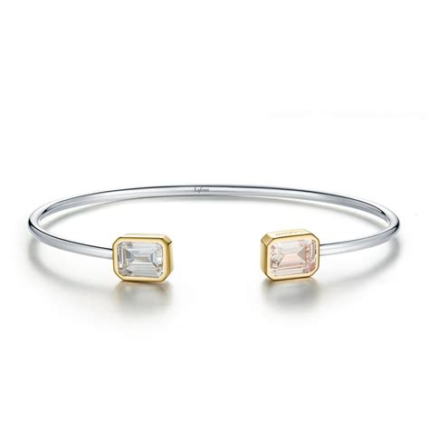 Dainty and chic adjustable two-tone open cuff bangle bracelet features ...