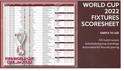 World Cup 2022 Schedule, Scoresheet and Office Pool Templates ...