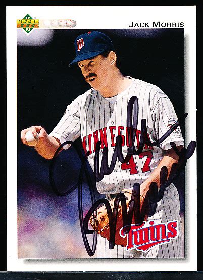 Lot Detail Autographed 1992 Upper Deck Bsbl 315 Jack Morris Twins