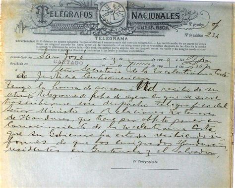 Telegramas de la Secretaría de Ricardo Fernández Guardia Ministro de