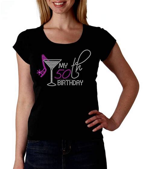 My 50th Birthday Martini Rhinestone Shirt T Shirt Tank Top S M Etsy