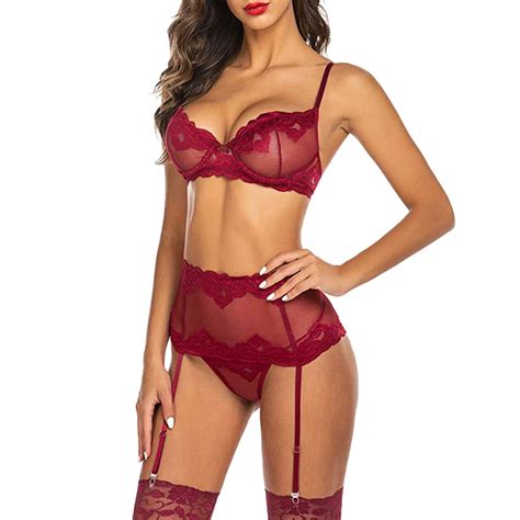 Ehqjnj Leather Lingeries Lace Perspective Lingerie Set Women S Thin Bra