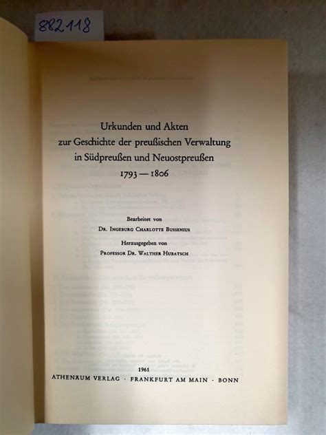 Urkunden Und Akten Zur Geschichte Der Preu Ischen Verwaltung In