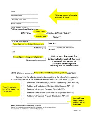 Fillable Online Courts Mt In The Top Left Corner Fax Email Print