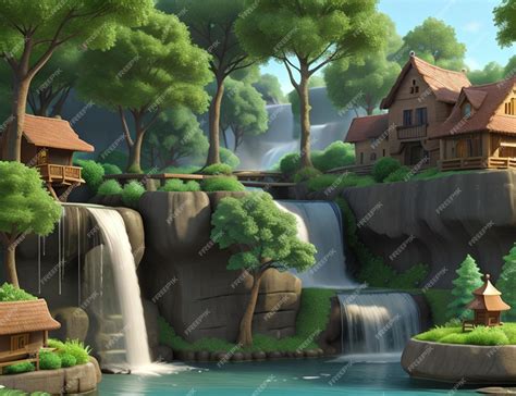 Premium Photo | 3d animation waterfall of wallpaper