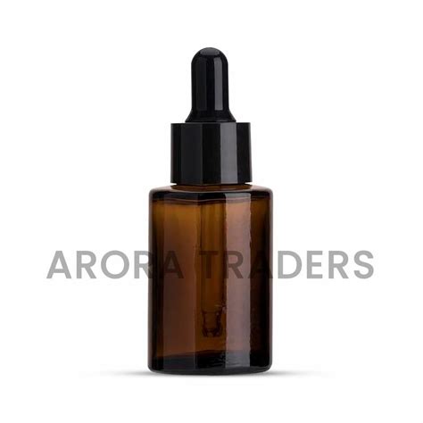 Flat Shoulder Amber Glass Bottles With Dropper 20mm Neck Size 30ml