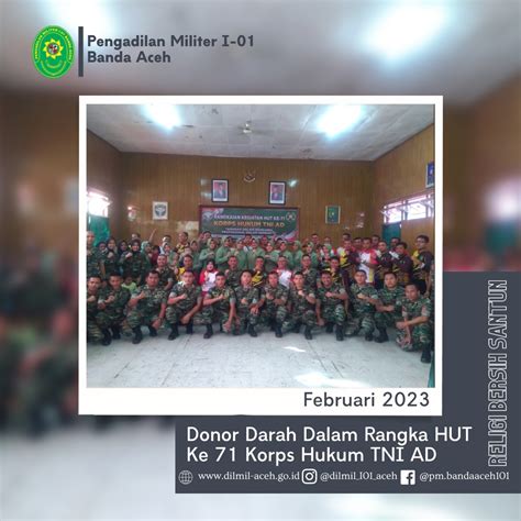 Kegiatan Sosial Donor Darah Dalam Rangka Hut Ke 71 Korps Hukum Tni Ad