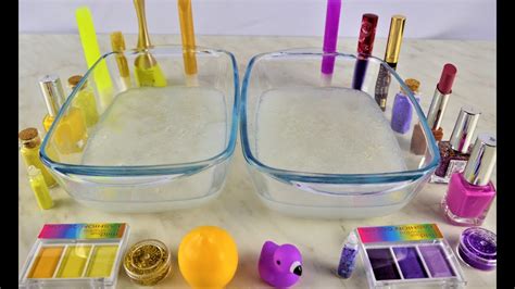 Yellow Vs Purple Mixing Makeup Eyeshadow Into Slime Special Series Satisfying Slime Video