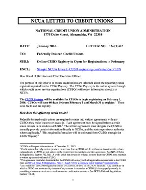 Fillable Online Ncua Ncua Letter To Credit Unions Fax Email Print