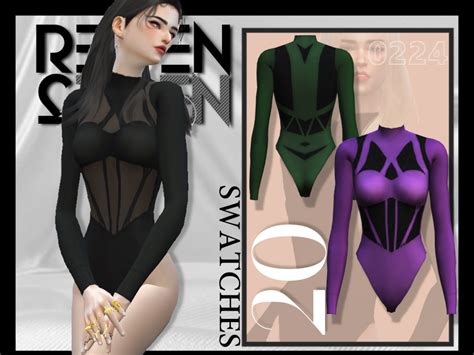 High Neck Corset Long Sleeve Bodysuit Acc Tights And Lingerie The Sims Create A Sim