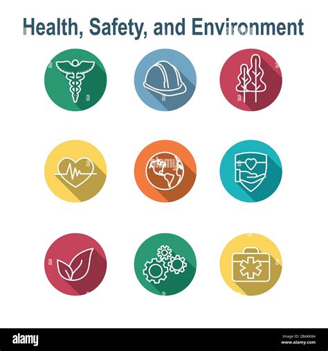 Health Safety Environment Icon Set With Medical Safety And Leaves