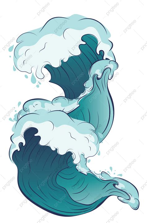 Sea Ocean Waves Vector Hd Images, Big Rushing Sea Or Ocean Waves Design