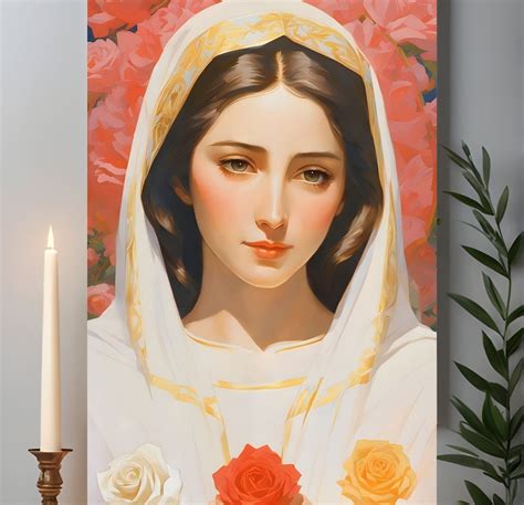 Our Lady Mystical Rose Art Print Virgin Mary Room Decor Catholic Art