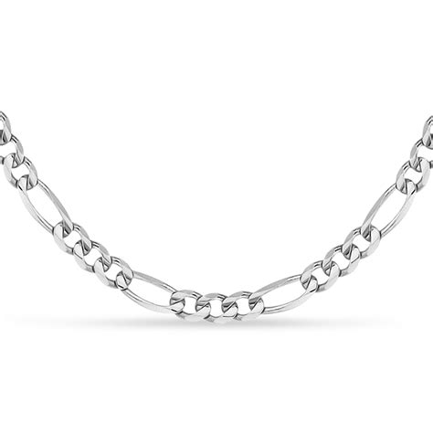 Figaro Chain Necklace With Lobster Lock 14k White Gold AZ13437