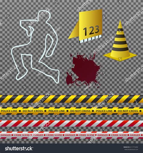 Vector Clipart Set Crime Scene Details Stock Vector (Royalty Free