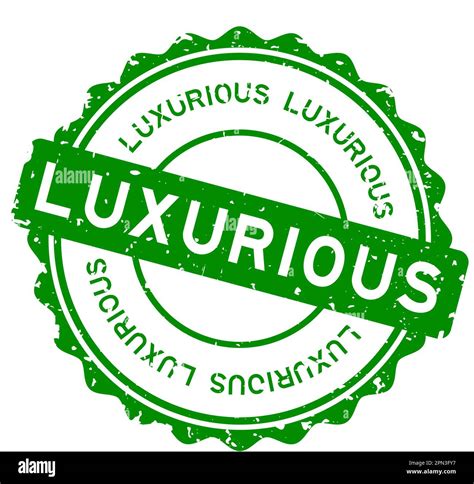 Grunge Green Luxurious Word Round Rubber Seal Stamp On White Background