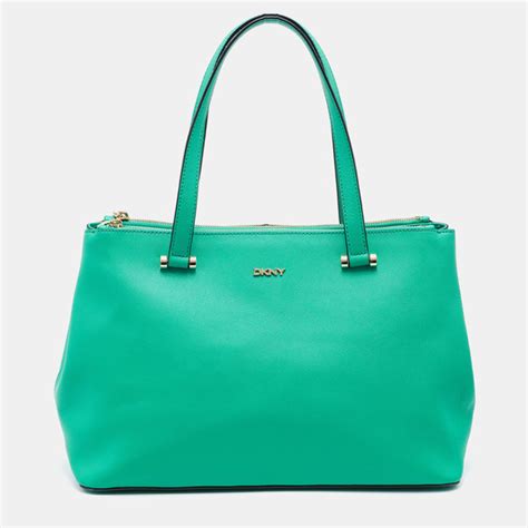 Donna Karan Bags Dkny Green Saffiano Leather Double Zip Tote Poshmark