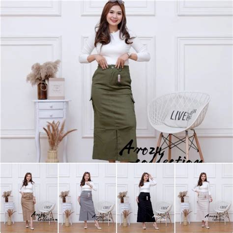 Jual Rok Cargo Skirt Rok Span Belah Tengah Shopee Indonesia