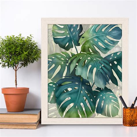 Botanical Leaf Art Tropical Room Decor Tropical Leaf Green Etsy Uk