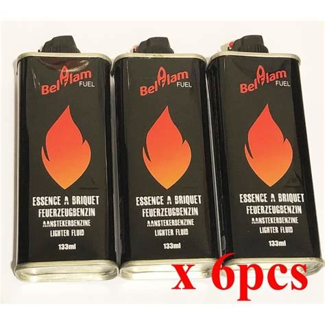 Lot De 6 Recharge Essence Briquet Zippo Compatible 133ml Belflam 6