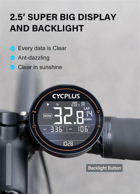 CYCPLUS M2 GPS Bicycle Computer Wireless ANT+ Bluetooth Waterproof Spe ...
