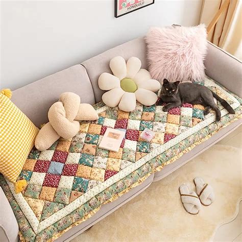 Amazon Vctops Boho Patchwork Cotton Quilted Couch Sofa Cover