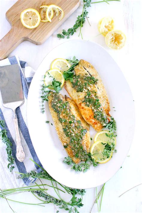 This Pan Fried Sea Bass With Lemon Garlic Herb Sauce Is Packed With