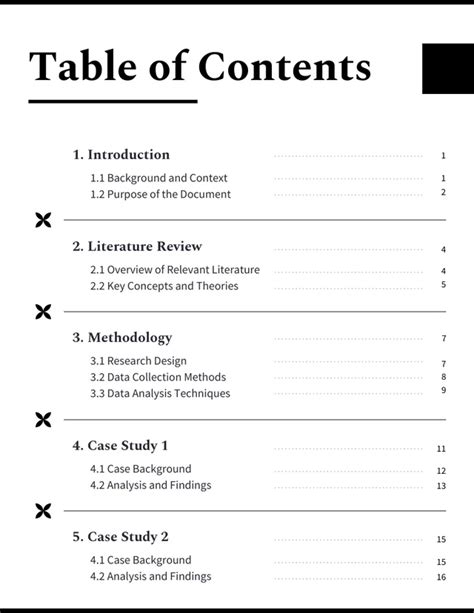 Black White Report Table Of Contents Template Venngage