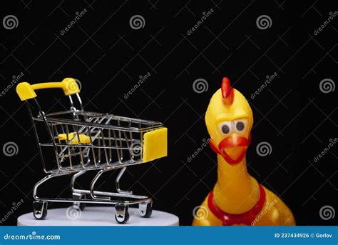 Image Of Trolley Rubber Chicken Dark Background Stock Photo Image Of