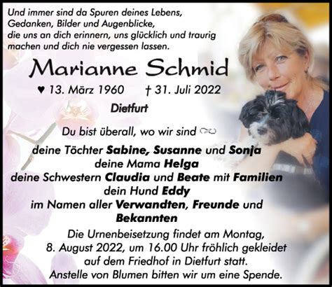 Traueranzeigen Von Marianne Schmid Mittelbayerische Trauer