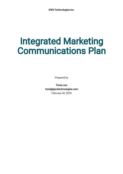 Integrated Marketing Communications Plan Template Free Free Templates