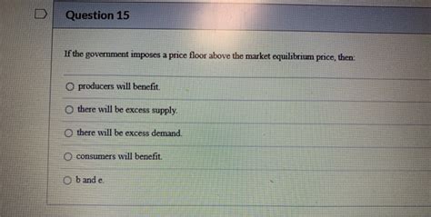 Solved Question If The Government Imposes A Price Floor Chegg