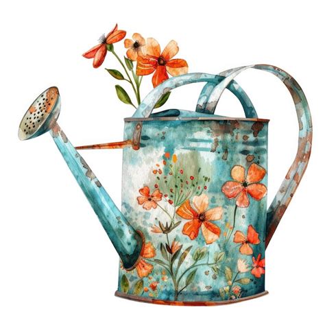 A Drawing Of A Teapot With Flowers On It Premium AI Generated Image