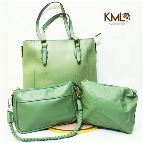 CARTERA 3 PIEZAS CUADRADA V VERDE KML ACCESORIOS