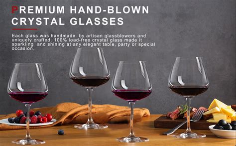 super large oz wine glasses set   hand blown crystal giant wine