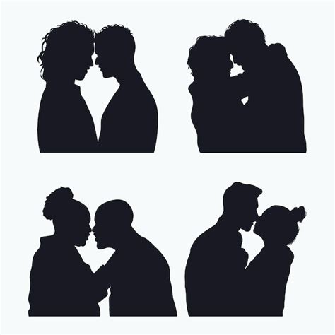 Premium Vector Flat Design Couple Kissing Silhouette