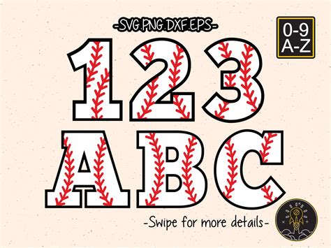 Baseball Number Letter Font Alphabet Svg Cricut Cut File